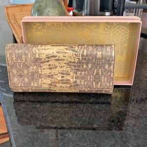 Miu Miu Embossed Snakeskin Tan Long Wallet Leather Excellent Preowned Condition